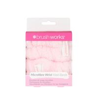 Brushworks Microfibre Wrist Wash Bands (Pink) - Reusable, Soft & Absorbent Face Washing Wristbands for Mess-Free Skincare Routine