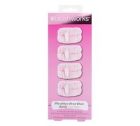 Brushworks Microfibre Wrist Wash Bands Duo Pack (Pink) - 2 Pairs of Reusable, Soft & Absorbent Face Washing Wristbands for Mess-Free Skincare Routine