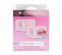 Brushworks Microfibre Wrist Wash Bands (Pink) - Reusable, Soft & Absorbent Face Washing Wristbands for Mess-Free Skincare Routine