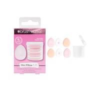 Brushworks Mini Pillow Puffs - 6 Beauty Sponges with Travel Case, Triangular Makeup Sponges for Precision Blending, Setting & Contouring, Ultra-Soft, Vegan & Cruelty-Free