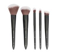 Brushworks On The Go Travel Makeup Brush Set - Mini Face & Eye Brushes for Foundation, Powder & Eyeshadow - Blending, Buffing & Touch-Ups Anywhere - Vegan & Cruelty Free