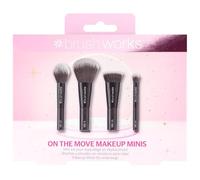 Brushworks On The Move Makeup Minis - Travel Makeup Brush Set for Face & Eyes, Soft Brushes for Seamless Blending, Contouring & Highlighting - Suitable for Liquid, Cream & Powder - Vegan Friendly