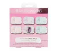 Brushworks Pastel Microfibre Wrist Wash Bands - 3 Pairs of Reusable, Soft & Absorbent Face Washing Wristbands for Mess-Free Skincare Routine