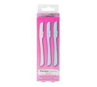 Brushworks Precision Eyebrow Razors (Pastel) - 3 Pack Stainless Steel Foldable Facial Razors for Women | Precision Hair Remover for Brows, Lip & Peach Fuzz | Vegan & Cruelty-Free
