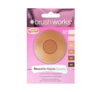 Brushworks Reusable Silicone Nipple Covers (Shade 4.0 - Toffee) - Adhesive Pasties for Invisible Coverage Under T Shirts, Crop Tops & Backless Dresses, Vegan & Cruelty Free Beige