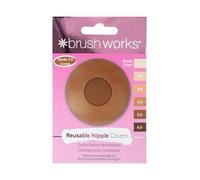 Brushworks Reusable Silicone Nipple Covers (Shade 5.0 - Cocoa) - Adhesive Pasties for Invisible Coverage Under T Shirts, Crop Tops & Backless Dresses, Vegan & Cruelty Free Beige