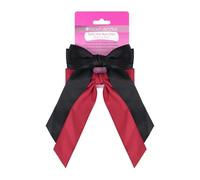 Brushworks Satin Hair Bow Duo - Red & Black Hair Accessories for Women, Elegant Satin Bows with Secure French Barrette Clip