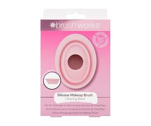 Brushworks Silicone Makeup Brush Cleaning Bowl - Foldable Pink Brush Cleaner with Textured Surface for Easy, Hygienic Deep Cleansing
