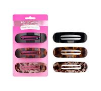 Brushworks Sl lat Claw Clips 3 Pack - Comfortable Hair Clips with Flat Design for Lean-Back Comfort, Strong Grip Claw Clips for Thick Hair - Vegan & Cruelty-Free Hair Accessories