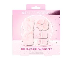 Brushworks The Classic Cleansing Set - Ultra-Soft Microfibre Makeup Headband, Wrist Wash Bands & Scrunchie for Gentle & Mess-Free Skincare & Beauty Routines