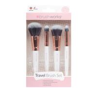 brushworks White & Gold Travel Makeup Brush Set 4 pcs