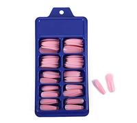 Brussel 100Pcs/Set False Nail Tips Stickers Full Cover French Coffin Nail Tips Manicure Long Fake Nail Tips for Nail Salons and DIY Nail Art Home Pink