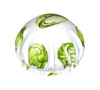 Brussel Sprouts,Shower Cap Nightcap Double Layer Waterproof Elastic Bath Cap Reusable Hair Cap