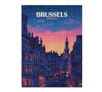 Brussels Belgium Cityscape at Dusk Jigsaw Puzzle for Adults, 500 Piece