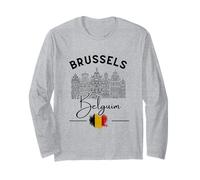 Brussels Belgium Grand-Place Grote Markt Belgian Flag Long Sleeve T-Shirt