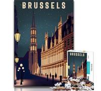 Brussels Belgium Travel 1000 Pieces Jigsaw Puzzle for Adults& Teens,Toys Educational Games Stress Relieving Suitable for Desktop Decoration 38x26cm