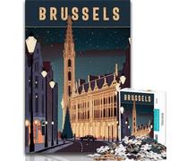 Brussels Belgium Travel Adult Jigsaw Puzzles 1000 Pieces,Staycation Kill Time Every Piece Is Unique - Challenging Family Fun Game 38x26cm