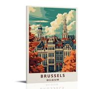Brussels BelgiumWaterproof Posters Wall Art Posters Waterproof Home Printing Moisture-proof Easy to Install And Fade ResistantFrame-style16x24inch(40x60cm)