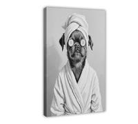 Brussels Griffon Bathroom Spa Art, Dog in Bathrobe Canvas Poster Bedroom Decor Landscape Office Room Decor Gift 12x18inch(30x45cm)