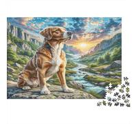Brussels Griffon Heavyweight Paper Dog on Rocky Cliff with Stream Jigsaw Puzzle for Seniors Relaxing Secret Santa Gift 52x38cm/1000pcs