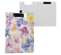 Brussels Iris Summer Flowers Clipboard Folder Double Clips Pen Holder Clip Board with Cover Clipboard Folio Stationery Supply