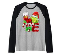 Brussels Sprout Christmas Brussels Sprout Wearing Santa Hat Raglan Baseball Tee