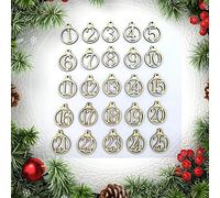 Brussels08 1-25 Vintage Wooden Christmas Countdown Advent Calendar Number DIY Gift Tags Christmas Countdown Tags Halloween Hanging Decor for Wedding Party Favor Label Cards Decoration Wood