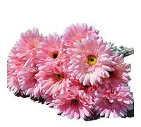 Brussels08 1 Pc 1 Head Artificial Silk Gerbera Daisy Flower Bridal Wedding Bouquet Single Stem Fake Daisy Flower for Home Garden Wedding Party Decorations Pink