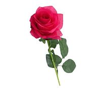 Brussels08 1 Pc Single Stem Artificial Flower Silk Fake Rose Flower with Leaf for Wedding Bridal Party Home Garden Decoration Rose-Red