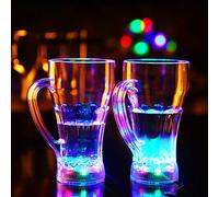 Brussels08 1Pc Acrylic Flash Light Up Cups LED Flashing Color Change Water Activated Light up Beer Whisky Cup Glow Mug for Nightclub Bar Birthday Party KTV Christmas Halloween Random