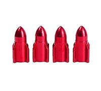 Brussels08 4Pcs Aluminum Alloy Rocket Shape Car Tire Valves Wheel Stem Cap Dust Proof Cover Universal fit for Cars, SUVs, Bike and Bicycle Red