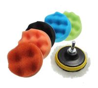 Brussels08 5 Pcs Car Polishing Pads +1 Woolen Buffer + Adhesive Backer Pad Kit, Car Waxing Buffing Sponge Drill Buffer Attachment for Car Polisher 3"