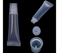 Brussels08 5Pcs 10ml DIY Empty Lip Gloss Balm Containers Soft Empty Tubes Clear Refillable Cosmetic Container with Caps Makeup Box for Travel Outside Random