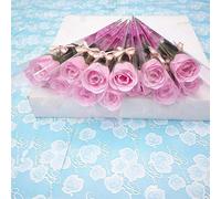 Brussels08 Creative 10 Pcs Single Stem Artificial Rose Soap Made Flower Bouquet Bath Soap Rose Flower Petal Wedding Party Gift for Valentine’s Day Thanksgiving Day Party Decoration Pink
