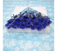 Brussels08 Creative 10 Pcs Single Stem Artificial Rose Soap Made Flower Bouquet Bath Soap Rose Flower Petal Wedding Party Gift for Valentine’s Day Thanksgiving Day Party Decoration Blue