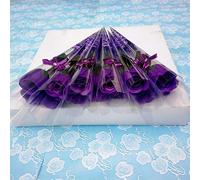 Brussels08 Creative 10 Pcs Single Stem Artificial Rose Soap Made Flower Bouquet Bath Soap Rose Flower Petal Wedding Party Gift for Valentine’s Day Thanksgiving Day Party Decoration Purple