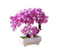 Brussels08 Mini Creative Bonsai Tree Artificial Plant Decoration Simulation Fake Potted Bonsai Tree Office Desktop Display Bonsai Ornament Potted Artificial House Plants Rose Red