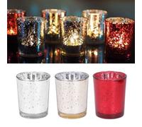 Brussels08 Mosaic Glass Tealight Candle Holder Wedding Votive Wraps Candle Holder Decorative Tea Light LED Battery Lantern Candles Wrap for Wedding Party Christmas Bar Home Decor Red