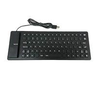 Brussels08 Portable 85-Keys Folding Pocket Silent Typing Silicone Keyboard Waterproof Spillproof Folding Silicone Wired USB Roll Up Keyboard for Desktop Computer PC Laptop Notebook Black