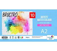 BRUSTRO Artists 25% Cotton Watercolour Paper,Hot Pressed, 300 GSM, Size - A2, 10 Sheets | Ideal for Watercolor,Acrylic,Gouache,Charcoal,Graphite,Ink & Other Mixed Media