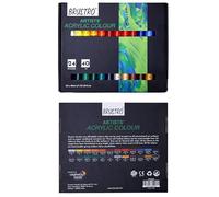 BRUSTRO Artists Acrylic Colour Paint - Set of 24, 40ml Color Tubes | Vibrant Shades,Soft Bodied,Water-based,Non-toxic,Inter-mixable,Ideal for Paper,Canvas,Cardboard, Fine Art Students,Professionals