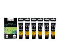 BRUSTRO Artists Acrylic Paint |40ml, Cad Yellow Hue, Pack Of 6 Tubes|Non-Toxic,Water based,Inter Mixable,Ideal for Painting,Textured Effects on Canvas,Paper,Fine Art Student and Professionals