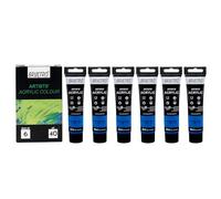 BRUSTRO Artists Acrylic Paint |40ml, Fluorescent Blue, Pack Of 6 Tubes|Non-Toxic,Water based,Inter Mixable,Ideal for Painting,Textured Effects on Canvas,Paper,Fine Art Student and Professionals