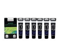 BRUSTRO Artists Acrylic Paint |40ml, Prussian Blue, Pack Of 6 Tubes|Non-Toxic,Water based,Inter Mixable,Ideal for Painting,Textured Effects on Canvas,Paper,Fine Art Student and Professionals