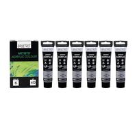 BRUSTRO Artists Acrylic Paint |40ml, Silver, Pack Of 6 Tubes|Non-Toxic,Water based,Inter Mixable,Ideal for Painting,Textured Effects on Canvas,Paper,Fine Art Student and Professionals