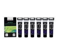 BRUSTRO Artists Acrylic Paint |40ml, Violet, Pack Of 6 Tubes|Non-Toxic,Water based,Inter Mixable,Ideal for Painting,Textured Effects on Canvas,Paper,Fine Art Student and Professionals