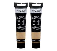 BRUSTRO Artists Acrylic Paint Tube | 40ml, Sand (Pack of 2) | Pastel Tone|Non-Toxic,Water Based,Inter Mixable,Ideal for Painting,Textured Effects on Canvas,Paper,Fine Art Student and Professionals