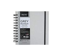 Brustro Toned Paper - Grey Sketchbook, Wiro Bound, Size 6" x 6" (Inches), 120GSM, 60 Sheets (120 Pages)|for Drawing,Sketching,Black & White Method with Graphite,Charcoal,Colour Pencils,Gel pens