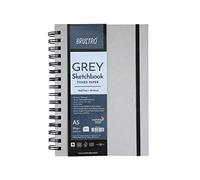 Brustro Toned Paper - Grey Sketchbook, Wiro Bound, Size A5 120GSM (60 Sheets) 120 Pages