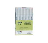 BRUSTRO Twin Tip Alcohol Based Marker Set of 6 in Crossline PP See Through Box - Tryout Set with Random Color Selection